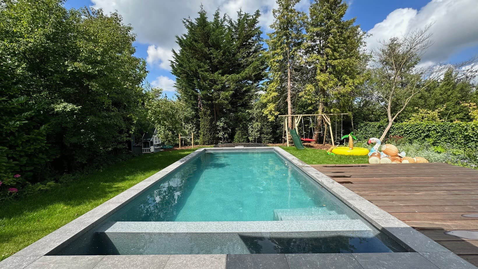 Heated pool in the landscaped rear garden